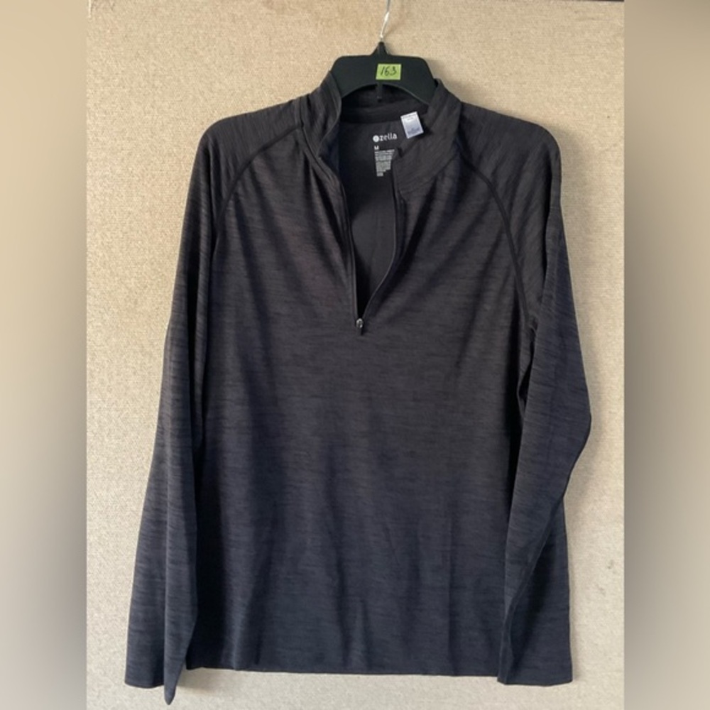 Zella Charcoal Black Quarter-Zip Performance Pullover